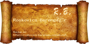 Roskovics Berengár névjegykártya